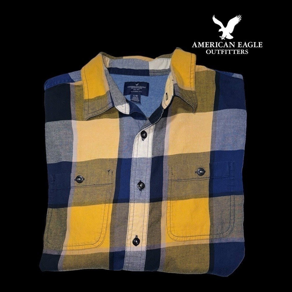 American Eagle (EUC) Men’s 100% Cotton Flannel Shirt, Size Large - Picture 7 of 8